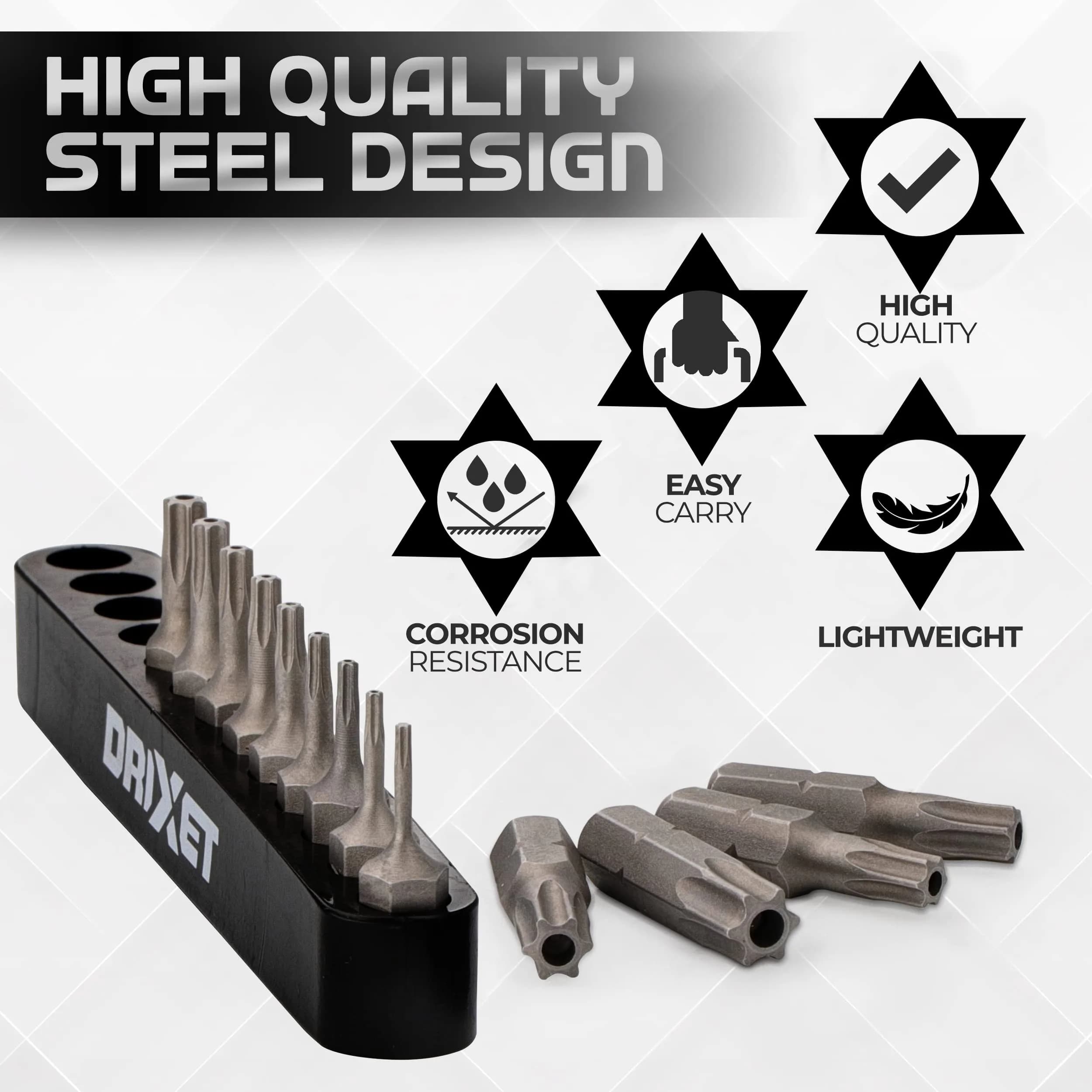 RamPro 15Pc Security Torx Bit Set T5-T50 with 1/4" Hex Shank | Tamper Proof Driver Bits for Automotive & Electronics - view 3