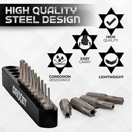 RamPro 15Pc Security Torx Bit Set T5-T50 with 1/4" Hex Shank | Tamper Proof Driver Bits for Automotive & Electronics thumbnail 3