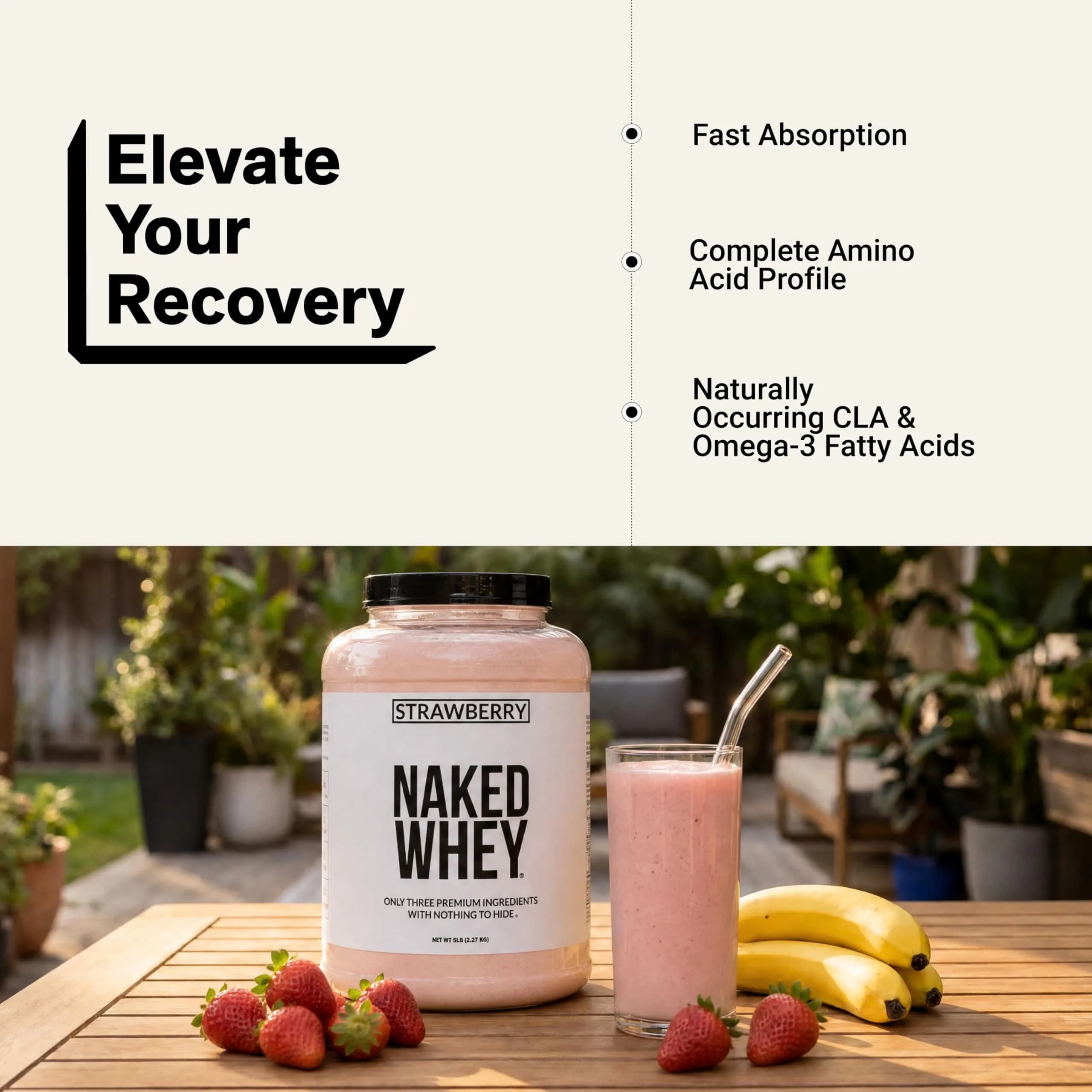 NAKED Strawberry Whey Protein Powder 2.27kg (5 lb) | All Natural Grass Fed Whey Protein Aid Muscle Growth & Recovery - view 6