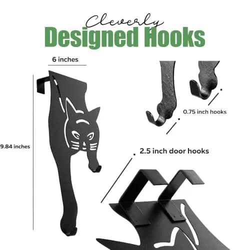 Evelots Cat Over the Door Hooks, Heavy Duty Metal Coat & Towel Hanger | Space-Saving Cat Design, Holds Up to 20 lbs thumbnail 6