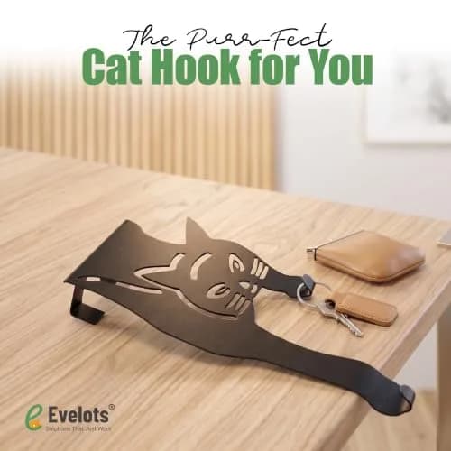 Evelots Cat Over the Door Hooks, Heavy Duty Metal Coat & Towel Hanger | Space-Saving Cat Design, Holds Up to 20 lbs thumbnail 8