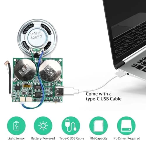 IS Light Sensor Sound Module Type-C USB Recordable Music Player 45x40mm | Programmable Light-Activated Speaker thumbnail 4
