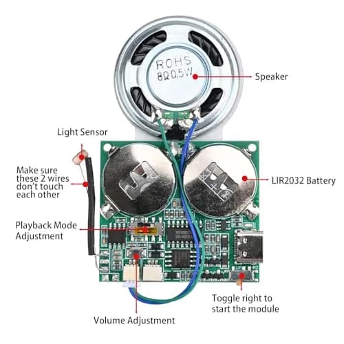 IS Light Sensor Sound Module Type-C USB Recordable Music Player 45x40mm | Programmable Light-Activated Speaker thumbnail 6