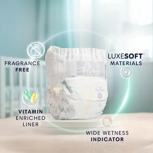 Pampers Pure Baby Diapers Size 3 (16-28 lbs) 168 Count | Hypoallergenic & Leakproof thumbnail 2