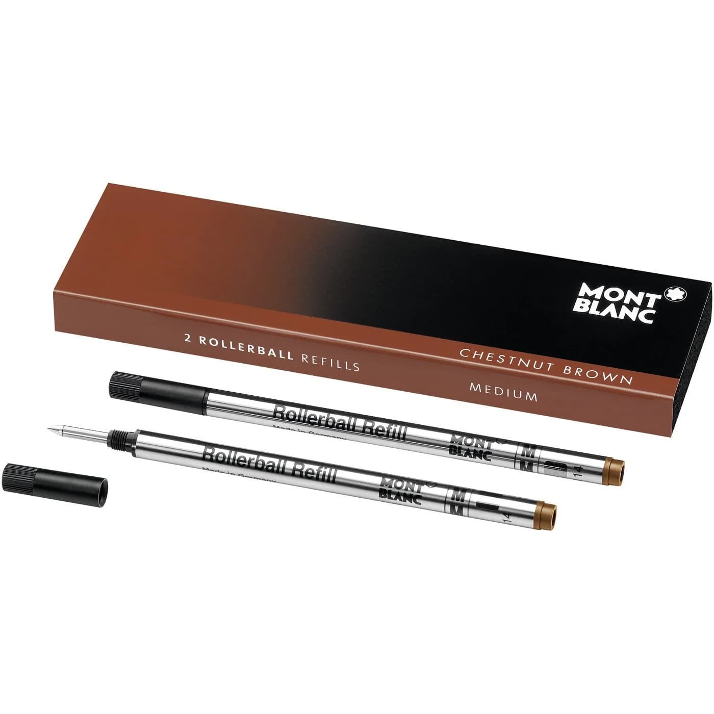 MONTBLANC Rollerball Pen Refills M Chestnut Brown (2-Count Pack) | Smooth Writing - main product image