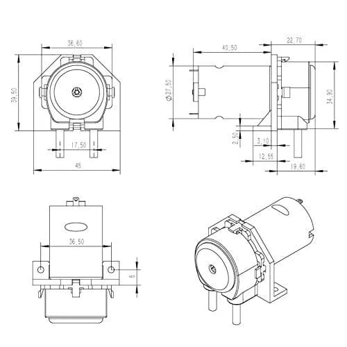Gikfun 12V DC Dosing Pump Peristaltic Dosing Head with Connector for Aquarium Lab Analytic Diy thumbnail 7