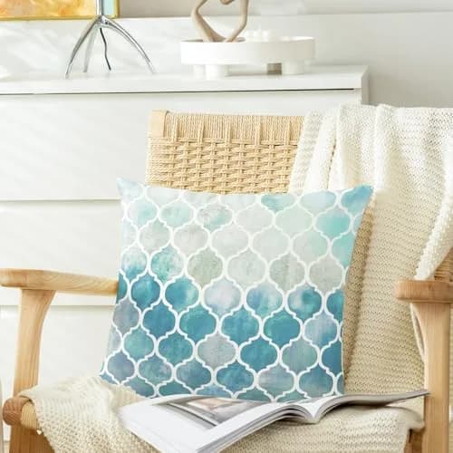 CaliTime Decorative Couch Accents Throw Pillow Covers 18 x 18 Inches | Modern Trellis Design with Zipper Closure thumbnail 4