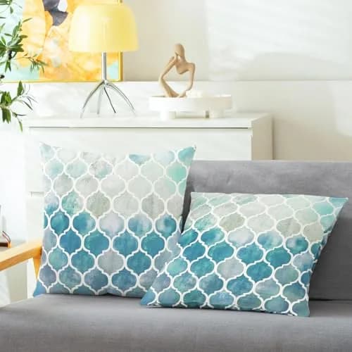 CaliTime Decorative Couch Accents Throw Pillow Covers 18 x 18 Inches | Modern Trellis Design with Zipper Closure thumbnail 2