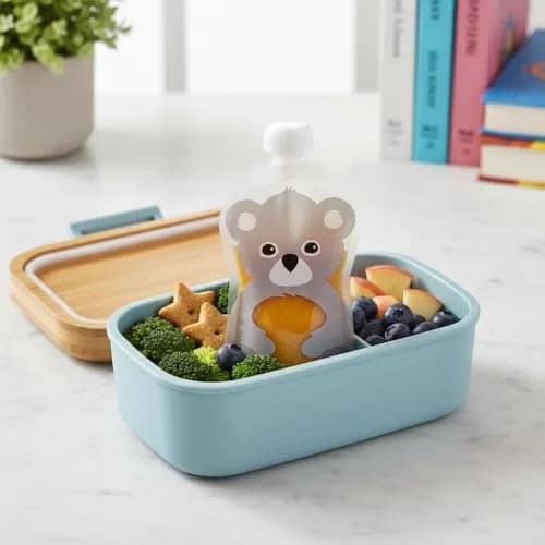 SQUOOSHI Reusable Baby Food Pouches 6 Pack 5oz Assorted Animals | Eco-Friendly, BPA-Free, Travel-Ready thumbnail 7