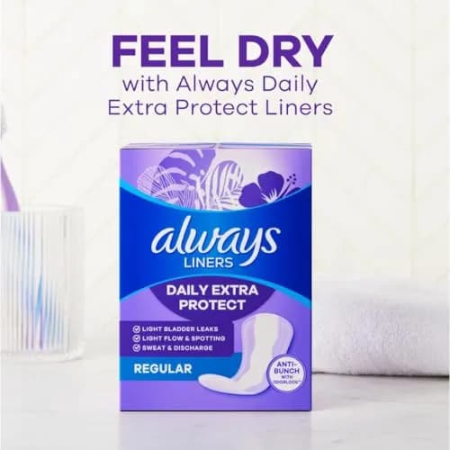Always Xtra Protection Daily Liners Extra Long (92 Count) | LeakGuard + RapidDry for 10-Hour Comfort thumbnail 6