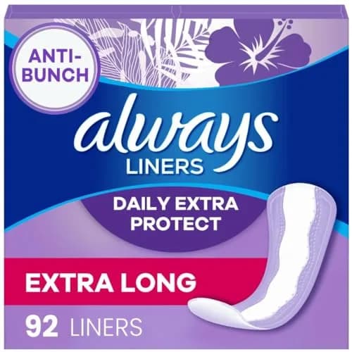 Always Xtra Protection Daily Liners Extra Long (92 Count) | LeakGuard + RapidDry for 10-Hour Comfort thumbnail 1