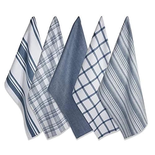 DII Assorted Woven Kitchen Dishtowel Set 18x28" (45.7x71.1 cm) | 5 Piece 100% Cotton Absorbent Lint-Free Towels thumbnail 1