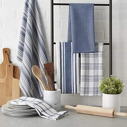 DII Assorted Woven Kitchen Dishtowel Set 18x28" (45.7x71.1 cm) | 5 Piece 100% Cotton Absorbent Lint-Free Towels thumbnail 3