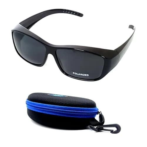 BLUE CUT Fit Over Polarized Sunglasses 65mm Grey Plastic Unisex Large thumbnail 1
