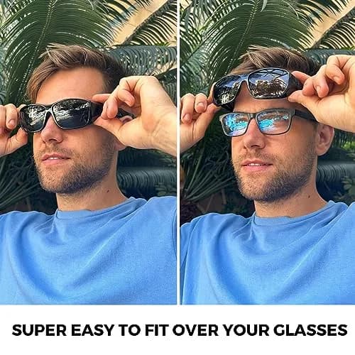 BLUE CUT Fit Over Polarized Sunglasses 65mm Grey Plastic Unisex Large thumbnail 4