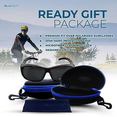 BLUE CUT Fit Over Polarized Sunglasses 65mm Grey Plastic Unisex Large thumbnail 5