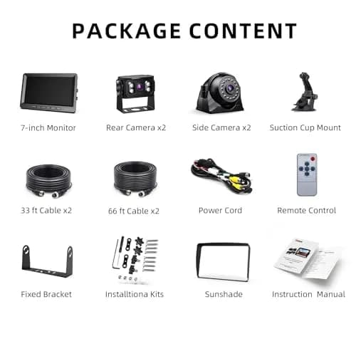 eRapta HD 1080p Backup Camera System Kit with 7-inch Monitor & 4 Cameras | 170° Wide Angle, IP69K Waterproof, DVR Recording thumbnail 8