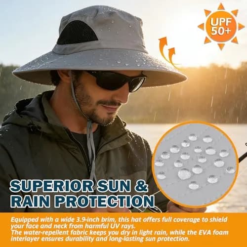 EINSKEY Wide Brim Sun Hat UPF 50+ Waterproof Packable for Men & Women | UV & Rain Protection thumbnail 3
