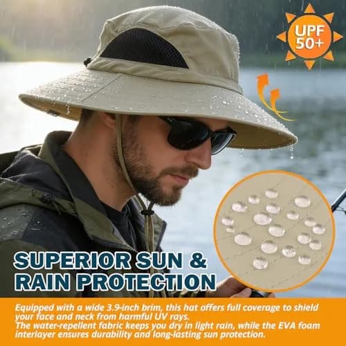 EINSKEY Wide Brim Sun Hat UPF 50+ Waterproof Packable for Men & Women | UV Protection & Breathable (70-120 chars) thumbnail 3