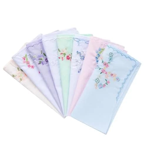 LACS Handkerchiefs Assorted Cotton Embroidered 12PCS | Soft, Scalloped Edges for Bridal & Daily Use thumbnail 3