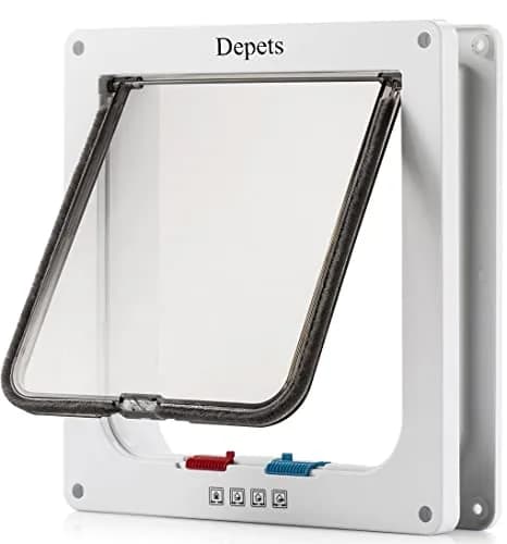 Depets Large Cat Door 23.5 cm (9.25") x 25.2 cm (9.92") | 4-Way Locking Weatherproof Pet Flap for Cats up to 8 kg thumbnail 1