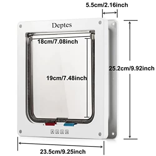 Depets Large Cat Door 23.5 cm (9.25") x 25.2 cm (9.92") | 4-Way Locking Weatherproof Pet Flap for Cats up to 8 kg thumbnail 3