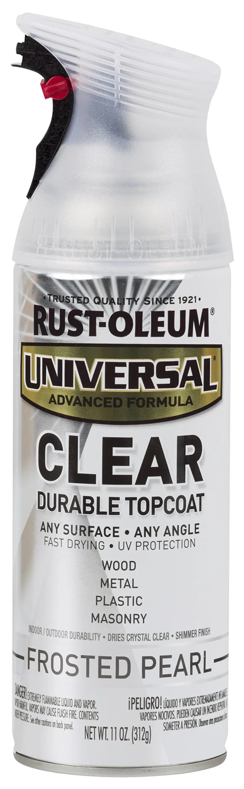 Rust-Oleum Universal All Surface Clear Topcoat Spray 11 oz (325 ml) Frosted Pearl Clear | Professional Grade Paint for Wood, Metal, Plastic - main product image