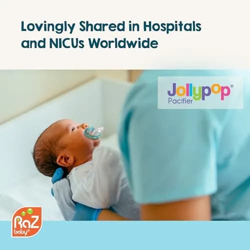 RAZBABY JollyPop Pacifier 2 Pack Pink | Natural Orthodontic Nipple, 3+ Months, USA Made thumbnail 2
