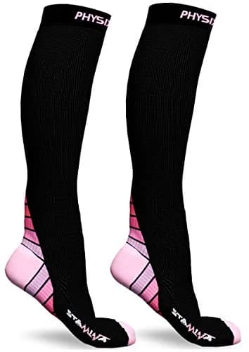 Physix Gear Sport Compression Socks Black/Pink S/M | Graduated Compression for Circulation & Travel thumbnail 4