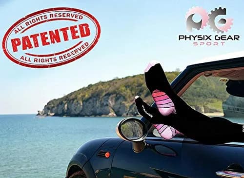 Physix Gear Sport Compression Socks L/XL Black/Pink | Graduated Compression for Circulation & Athletic Support thumbnail 2