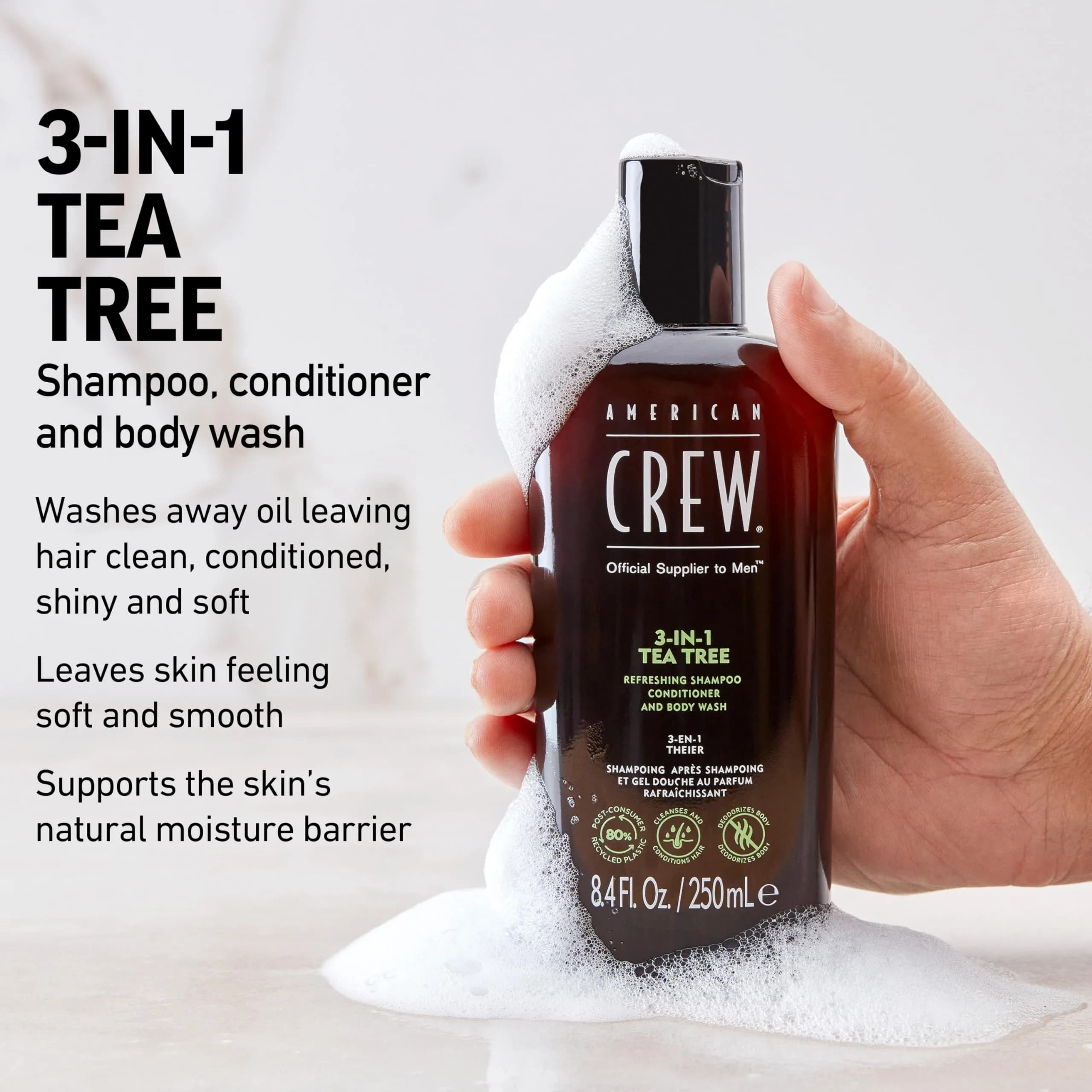 American Crew 3-in-1 Shampoo & Body Wash Tea Tree 1000ml (33.8 fl oz) | Cleanses, Conditions & Revitalizes Hair & Skin - view 3