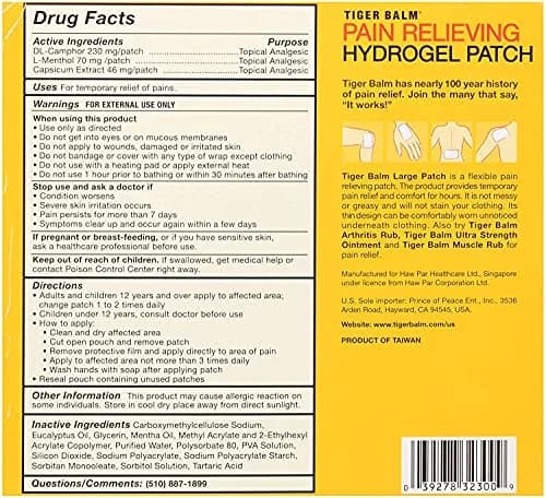 Tiger Balm Pain Relieving Patch Large | Fast, Long-Lasting Relief, Unnoticed Under Clothing thumbnail 2