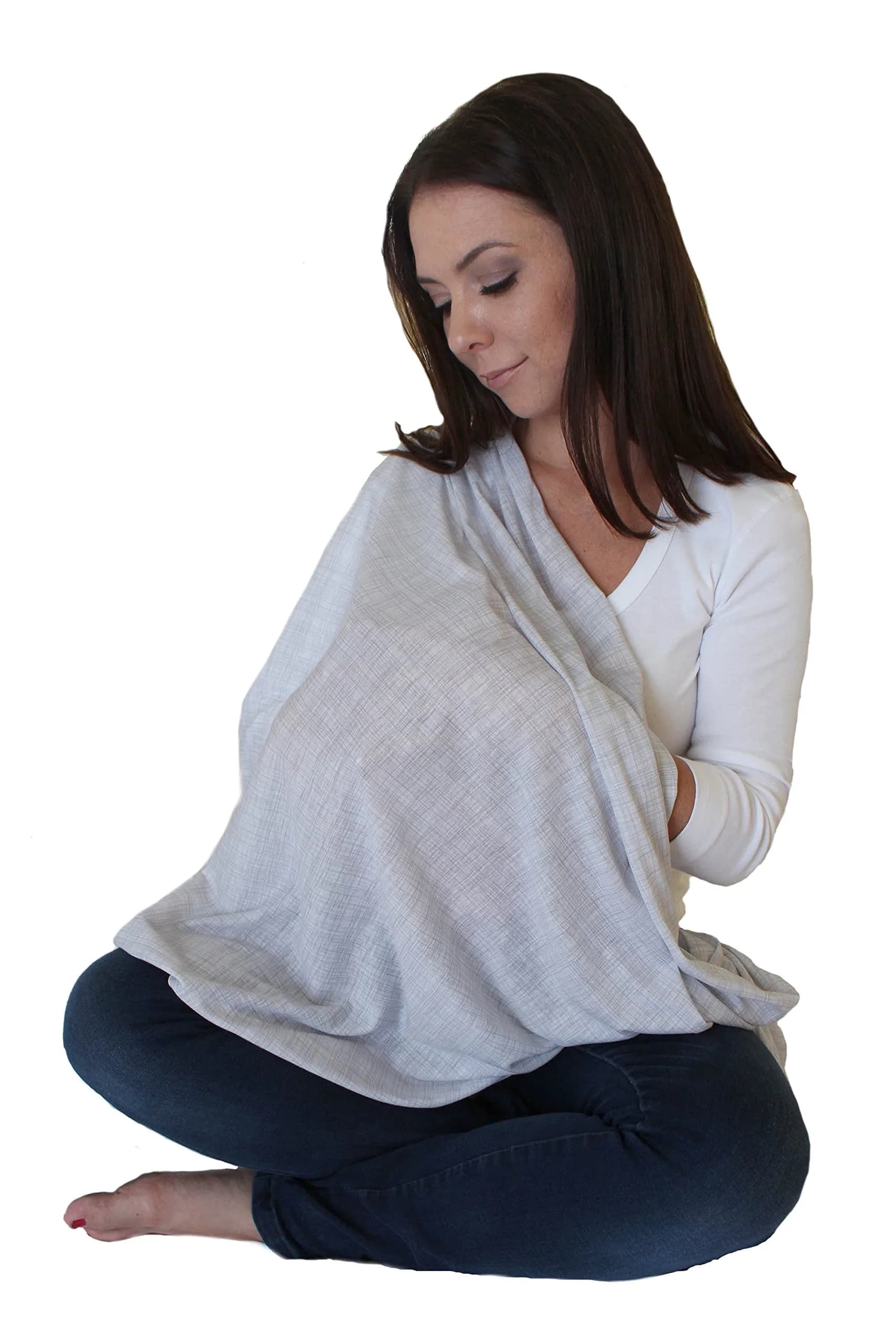 LK Baby Infinity Nursing Scarf Breastfeeding Cover Heathered Grey | Soft Jersey, Breathable, Multi-Use - view 4
