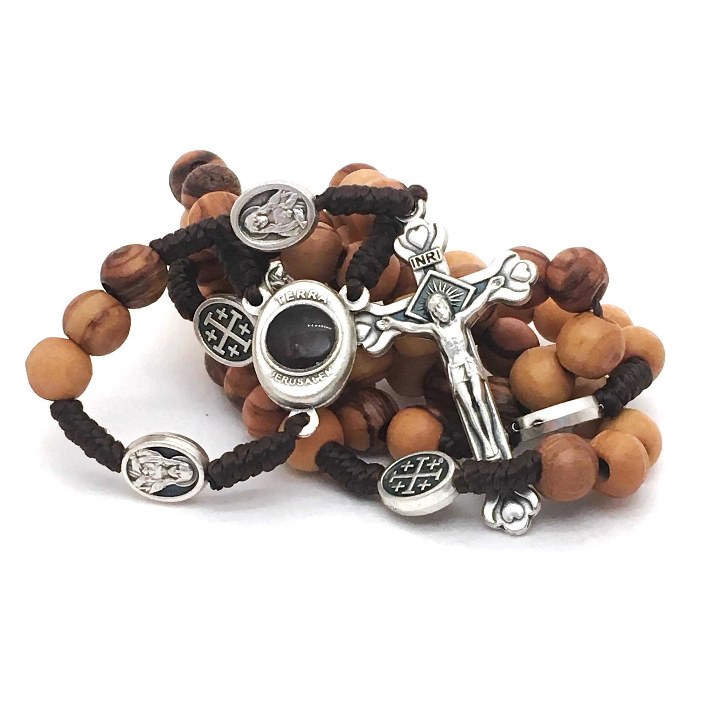 LION OF JUDAH MARKET / Cortina Olive Wood Rosary 15.5in | Holy Soil Christian Gift from Jerusalem