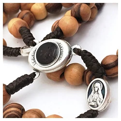 LION OF JUDAH MARKET / Cortina Olive Wood Rosary 15.5in | Holy Soil Christian Gift from Jerusalem thumbnail 5