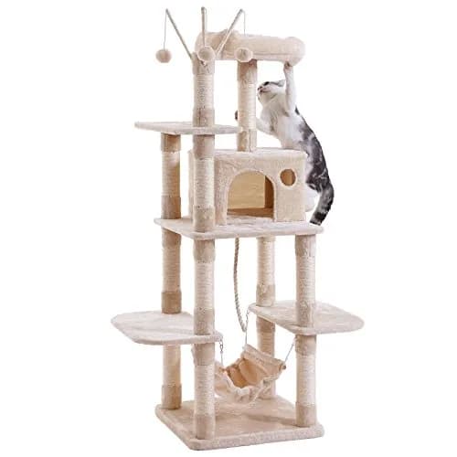 FEANDREA Climbing Tree 154cm | Stable Cat Activity Center with Hammock & Cave thumbnail 6
