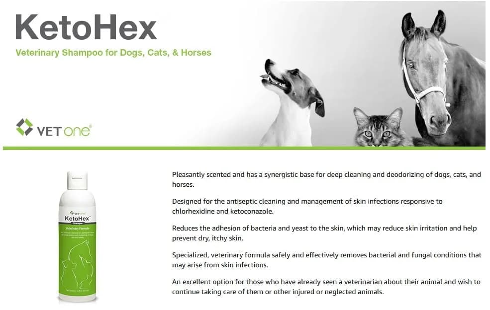 Vet One KetoHex Cat and Dog Shampoo - 16 oz Anti Bacterial Flea & Tick Treatment, Sensitive Skin Care, Antifungal, Moisturizes & Protects thumbnail 6