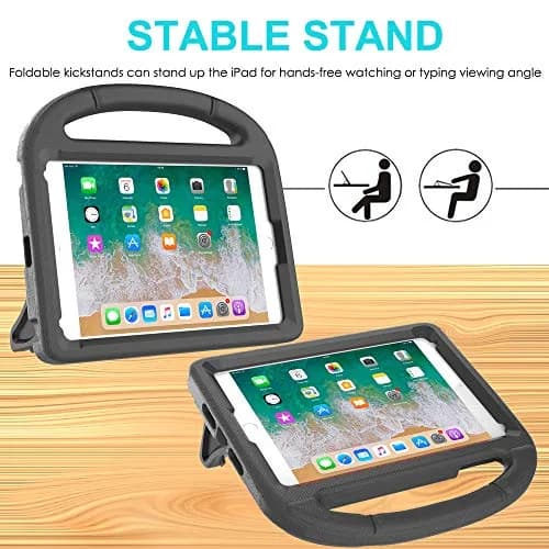 Suplik Kids Case for iPad Mini 1-5 (7.9") | Black EVA Rubber Handle Stand Cover with 2 Screen Protectors thumbnail 3