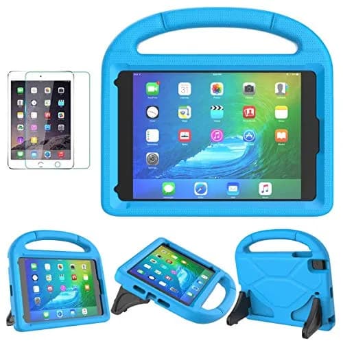 Suplik Kids Case for iPad Mini 1-5 (7.9") | Blue Shockproof Handle Stand Cover with 2 Screen Protectors thumbnail 1