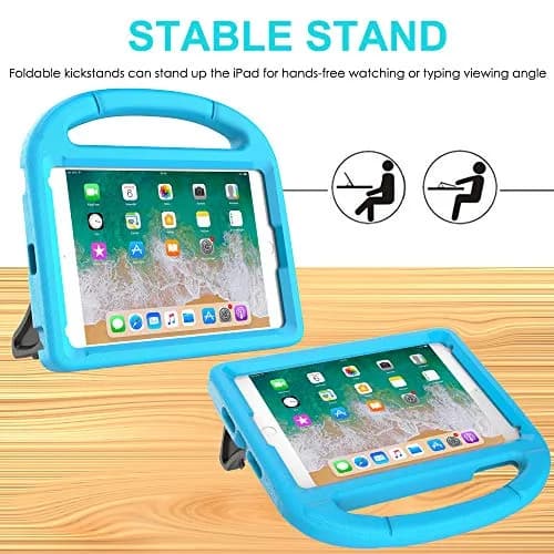 Suplik Kids Case for iPad Mini 1-5 (7.9") | Blue Shockproof Handle Stand Cover with 2 Screen Protectors thumbnail 3