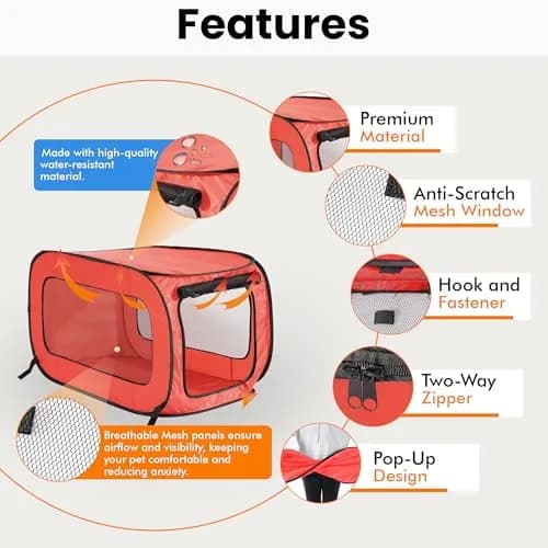 Beatrice Home Fashions Portable Collapsible Dog Kennel 32.5"L x 19.5"W x 19.5"H | Lightweight Travel Crate thumbnail 4