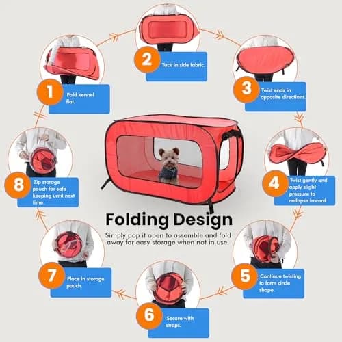 Beatrice Home Fashions Portable Collapsible Dog Kennel 32.5"L x 19.5"W x 19.5"H | Lightweight Travel Crate thumbnail 5