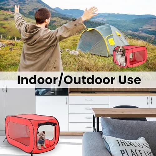 Beatrice Home Fashions Portable Collapsible Dog Kennel 32.5"L x 19.5"W x 19.5"H | Lightweight Travel Crate thumbnail 6
