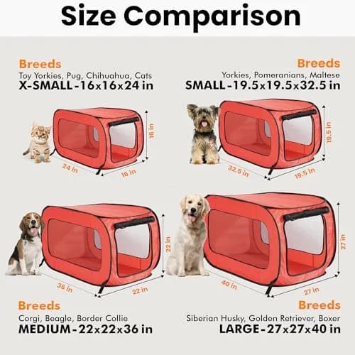 Beatrice Home Fashions Portable Collapsible Dog Kennel 32.5"L x 19.5"W x 19.5"H | Lightweight Travel Crate thumbnail 3