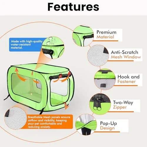 Beatrice Home Fashions Animal Cage 32.5"L x 19.5"W x 19.5"H | Collapsible Travel Kennel thumbnail 4
