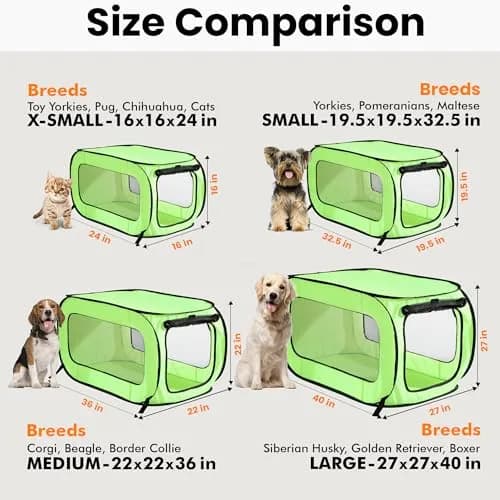 Beatrice Home Fashions Animal Cage 32.5"L x 19.5"W x 19.5"H | Collapsible Travel Kennel thumbnail 3