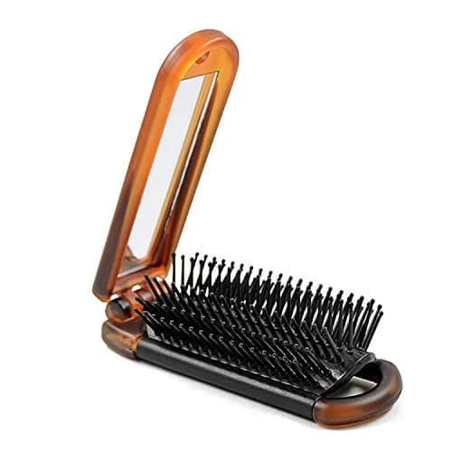 Ancable Folding Hair Brush with Mirror for Women, Mini Portable Detangling Brush 10.5cm (4.1 inches) | Wet & Dry Use thumbnail 1