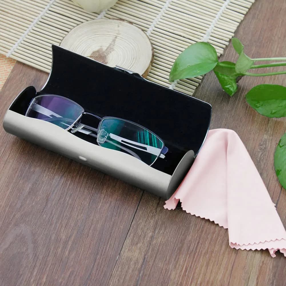 EZESO ESSENTIAL SKINCARE Hard Shell Eyeglass Case | Aluminum Alloy with Suede Lining, Gun Gray (Small) - view 7