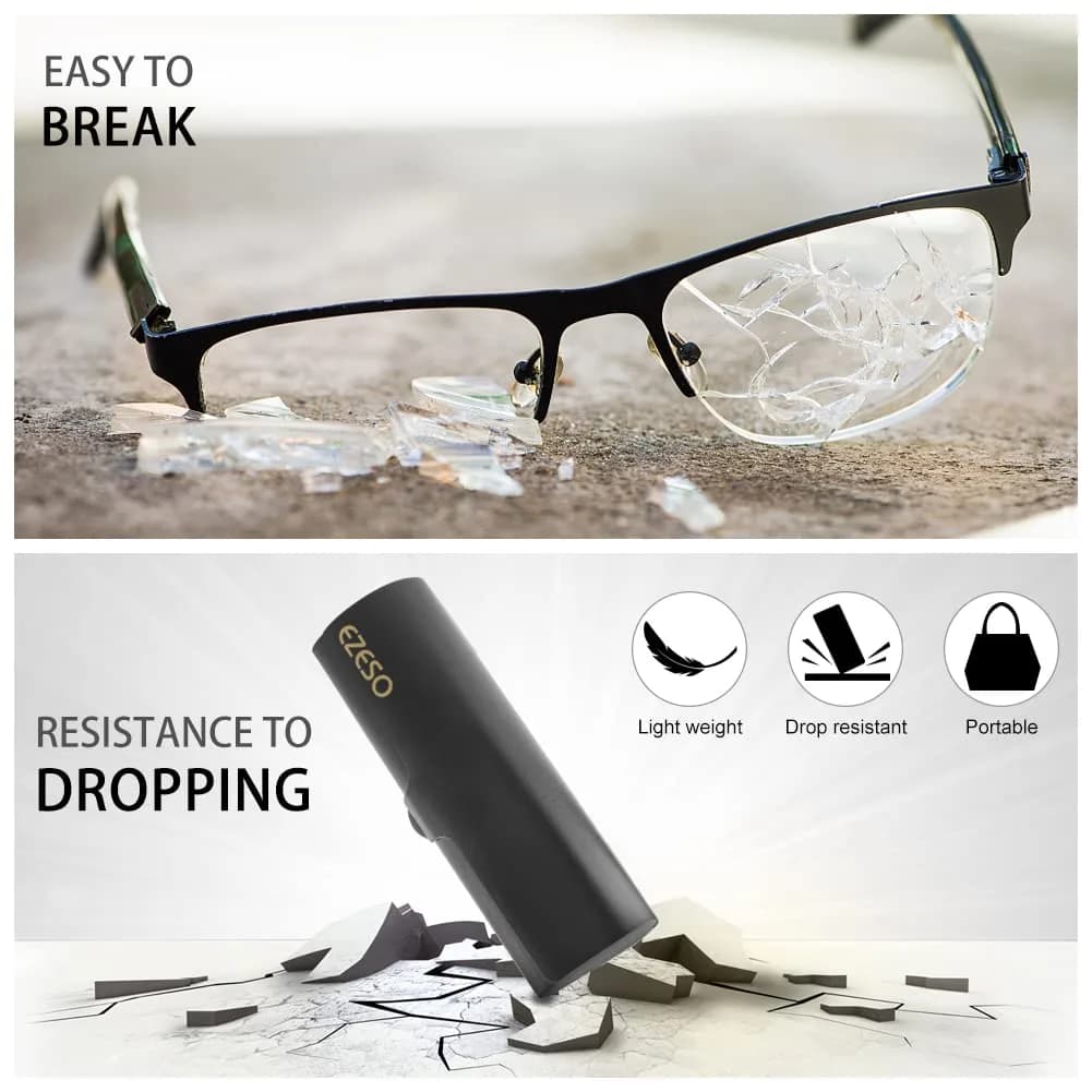 EZESO ESSENTIAL SKINCARE Hard Shell Eyeglass Case | Aluminum Alloy & Suede, Black-Small, 16cm (6.3in) - view 5