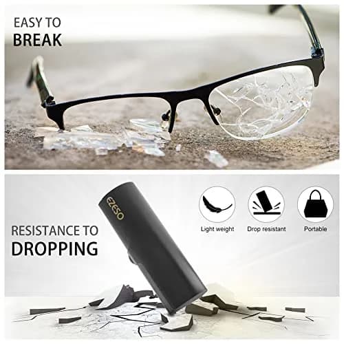 EZESO ESSENTIAL SKINCARE Hard Shell Eyeglass Case | Aluminum Alloy & Suede, Black-Small, 16cm (6.3in) thumbnail 5
